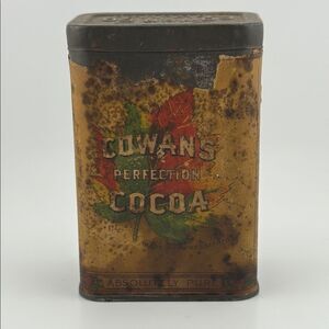 Antique early Cowan’s Perfection Cocoa Tin - Paper backing